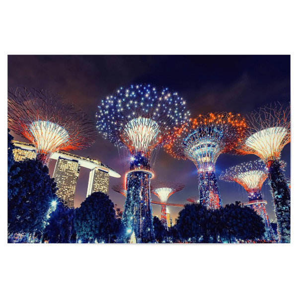 Poster 30x20 cm "Singapore By Night" artboxONE - Städte,Reise,Architektur,Reise / Asien,Städte / Singapur