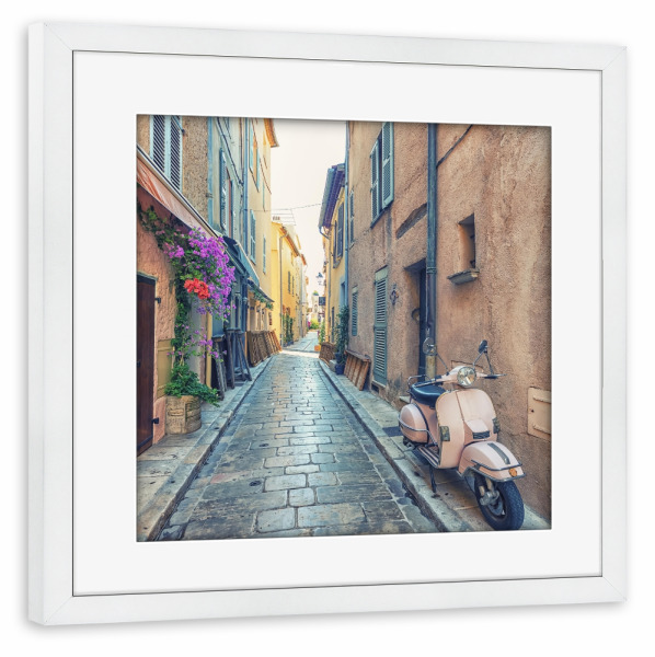 Poster mit Rahmen weiß "Saint Tropez Street" artboxONE - Städte,Reise,Architektur,Reise / Länder,Städte / Weitere