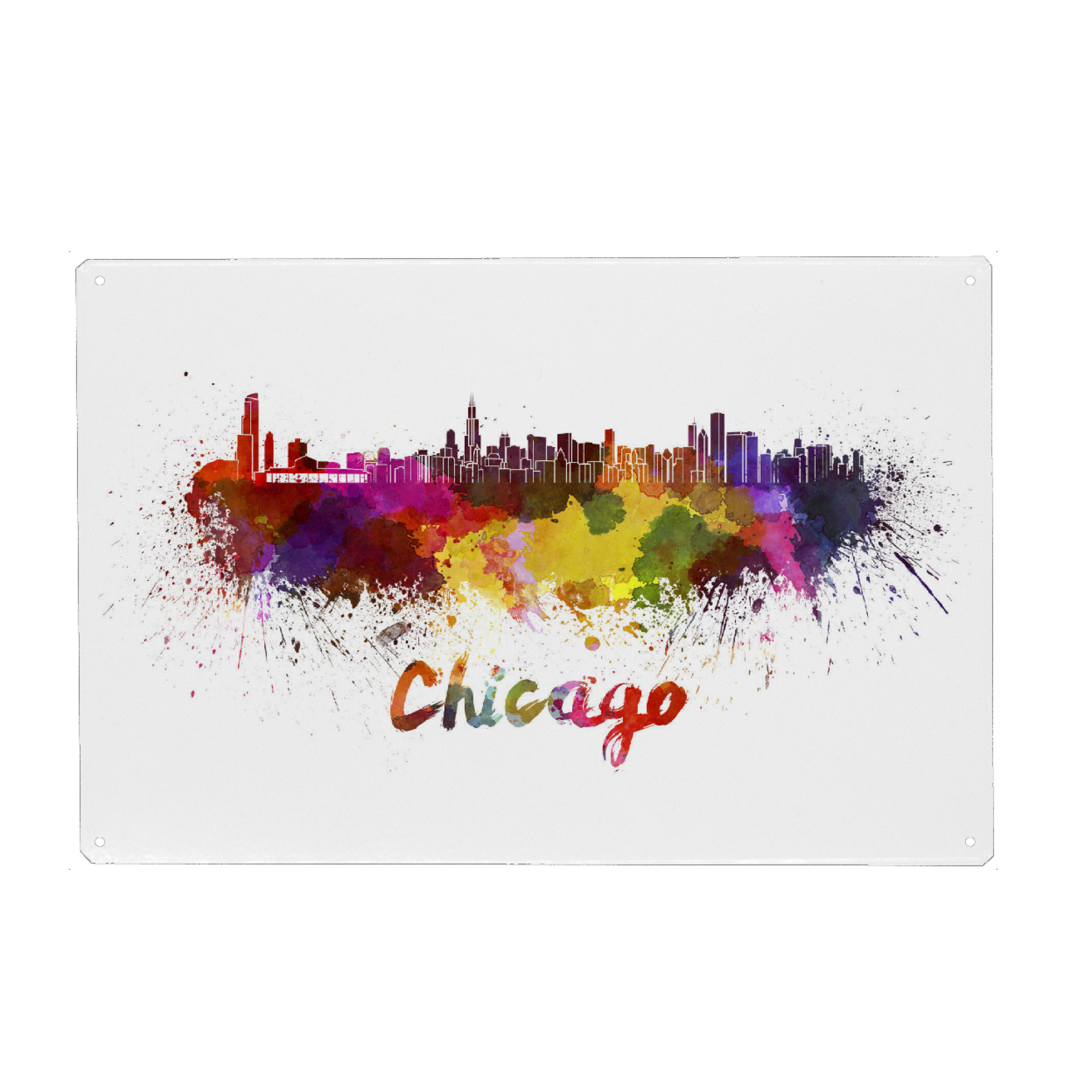 Metall Poster "CHICAGO skyline in watercolor-b" artboxONE - Städte,Reise,Abstrakt,Architektur