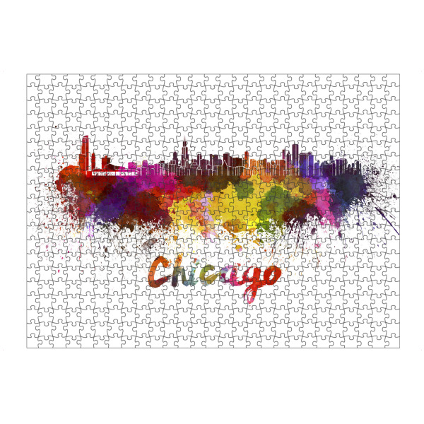 Puzzle Ravensburger "CHICAGO skyline in watercolor-b" artboxONE - Städte,Reise,Abstrakt,Architektur