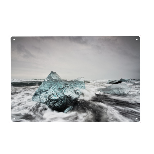 Holzbild "Eisblock und Brandung" artboxONE - Natur,Reise,Reise / Strand und Meer