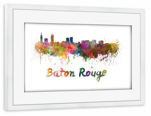 Poster mit Rahmen weiß "Baton Rouge skyline" artboxONE - Städte,Reise,Abstrakt,Architektur