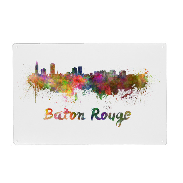 Holzbild "Baton Rouge skyline" artboxONE - Städte,Reise,Abstrakt,Architektur - Skyline,City,Monuments,Panoramic,Travel,Tourism,Stadt,Bunt,Colorful