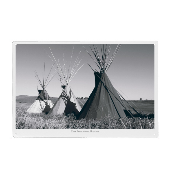 Metall Poster "Crow Tipis" artboxONE - Reise,Schwarzweiß,Reise / Länder