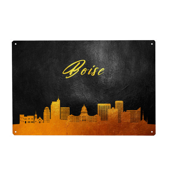 Metall Poster "Boise Idaho Gold Skyline" artboxONE - Städte - Boise,Idaho,Gold,Skyline,City,Stadt - Blechschild