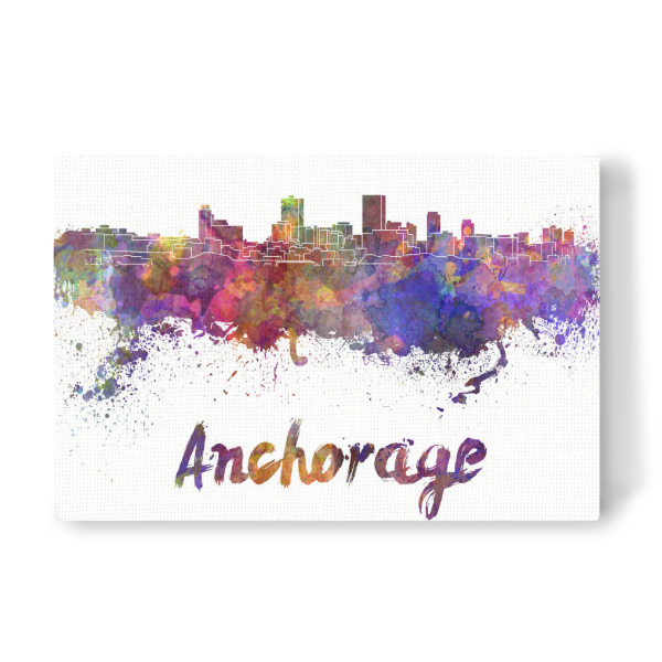 Leinwandbild "Anchorage Skyline in watercolor-b" artboxONE - Städte,Abstrakt,Architektur