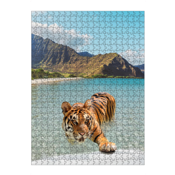 artboxONE Puzzle "Tiger And Surfboard" artboxONE - Natur,Tiere,Reise / Strand und Meer,Reise / Afrika,Für Mama