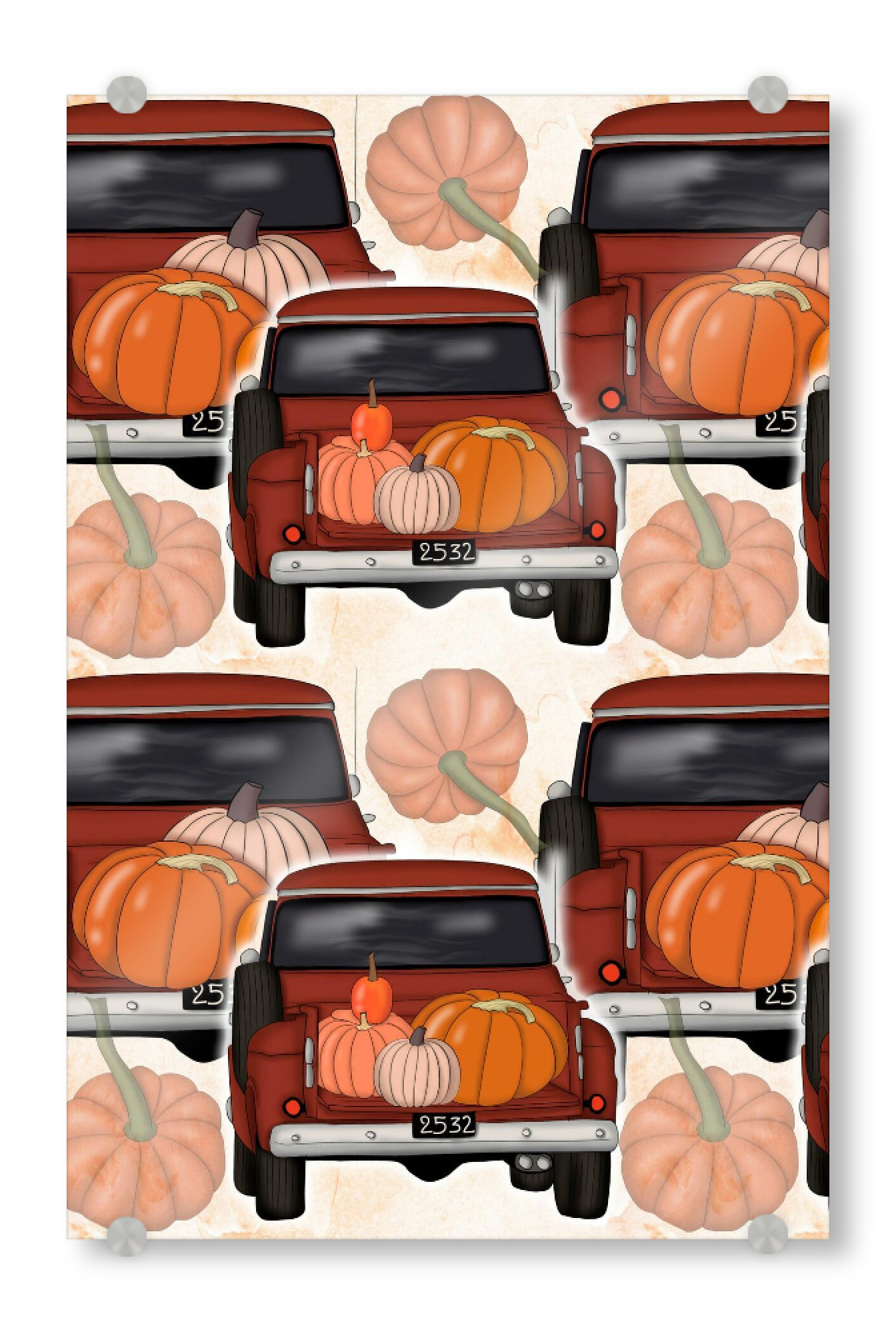 Acrylglasbild "Pumpkin Truck Pattern" artboxONE - Automobile,Essen & Trinken / Obst & Gemüse,Festivals,Halloween
