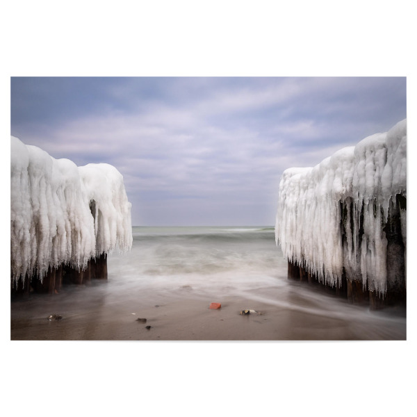 Poster "Buhnen, Eis und Ostsee" artboxONE - Natur,Reise,Reise / Strand und Meer