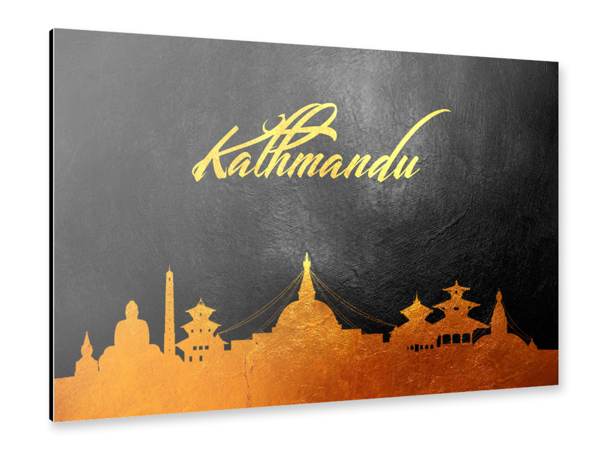 Alu-Dibond "Kathmandu Nepal Gold Skyline" 75x50 cm artboxONE