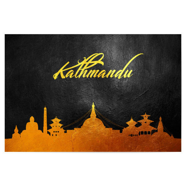 Poster "Kathmandu Nepal Gold Skyline" artboxONE - Städte - Kathmandu,Nepal,Gold,Skyline,City,Stadt