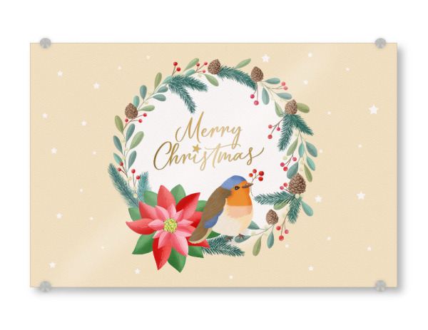 Acrylglasbild "Frohe Weihnachten, Merry Christmas" artboxONE - Typografie,Tiere,Weihnachten