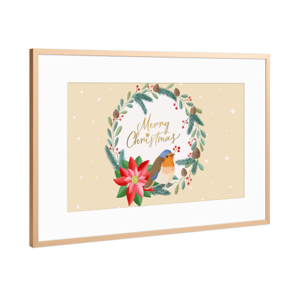 Poster mit Rahmen Kupfer "Frohe Weihnachten, Merry Christmas" artboxONE - Typografie,Tiere,Weihnachten