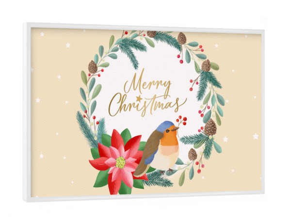 Poster mit weißem Rahmen "Frohe Weihnachten, Merry Christmas" artboxONE - Typografie,Tiere,Weihnachten