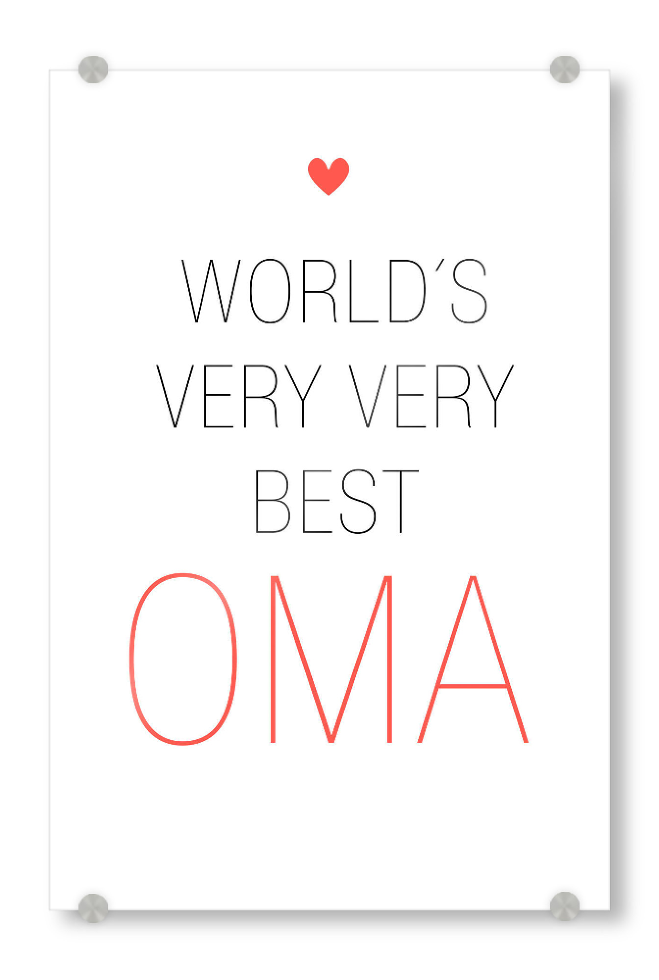 Acrylglasbild "Worlds Very Very best Oma" artboxONE - Typografie,Für Mama