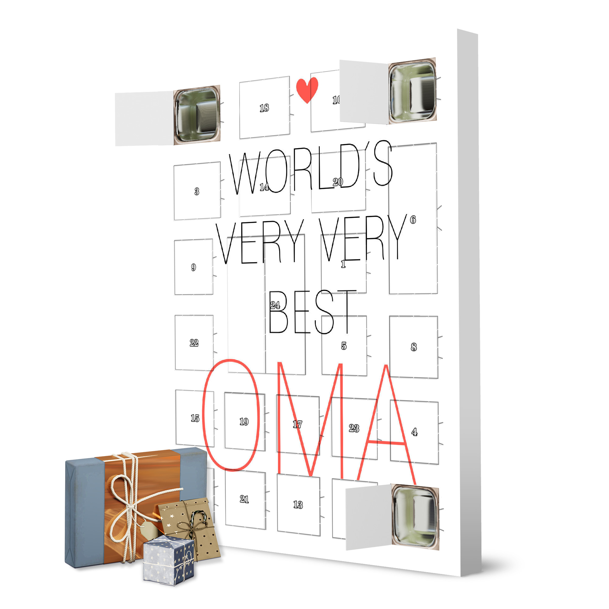 Adventskalender zum Selbstbefüllen Worlds Very Very best Oma artboxONE Adventskalender Typografie