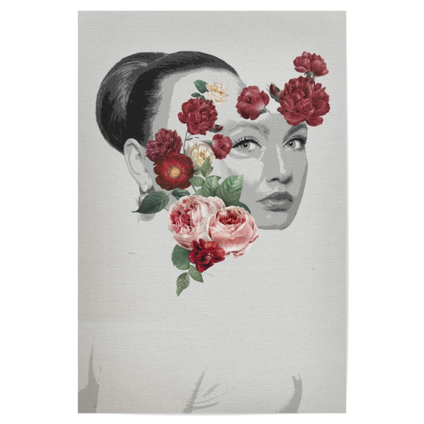 Poster "Facing Flowers I" artboxONE - Floral,Menschen - Woman,Feminine,Abstract,Floral,Girl,Lady,Frau,Female,Blumen,Flowers,Collage