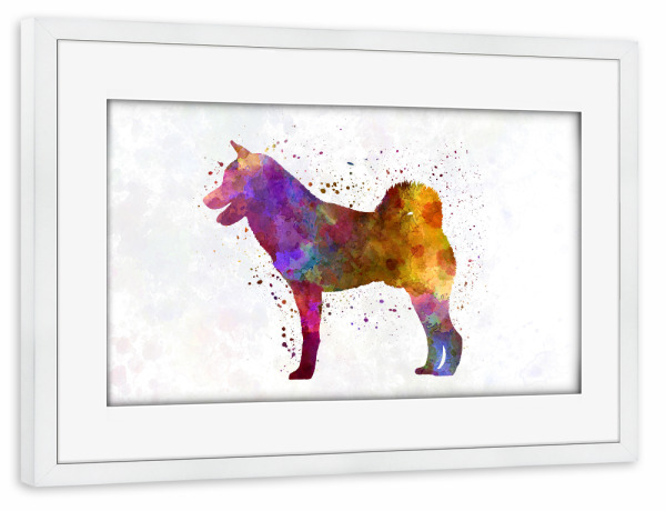 Poster mit Rahmen weiß "Shiba Inu in watercolor" artboxONE - Tiere,Abstrakt - Dog,Pet,Animal,Mammal,Watercolor,Abstract,Hund,Abstrakt,Bunt,Colorful