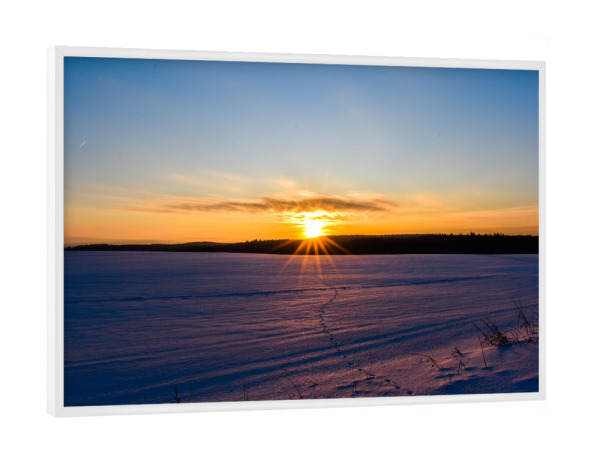 Poster mit weißem Rahmen "Winterlicher Sonnenuntergang" artboxONE - Natur,Weihnachten
