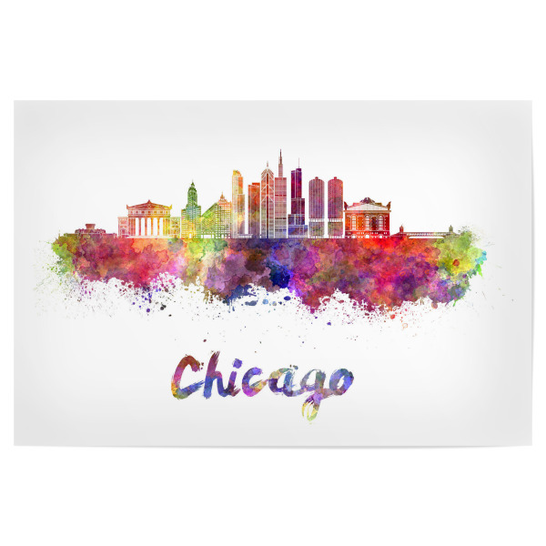 Poster "CHICAGO skyline in watercolor-c" artboxONE - Städte,Reise,Abstrakt,Architektur
