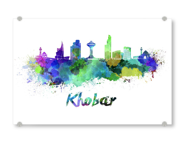 Acrylglasbild "KHOBAR skyline in watercolor" artboxONE - Städte,Abstrakt,Architektur