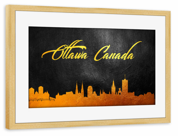 Poster mit Rahmen kiefer "Ottawa Canada Gold Skyline" artboxONE - Städte - Ottawa,Canada,Gold,Skyline,City,Stadt