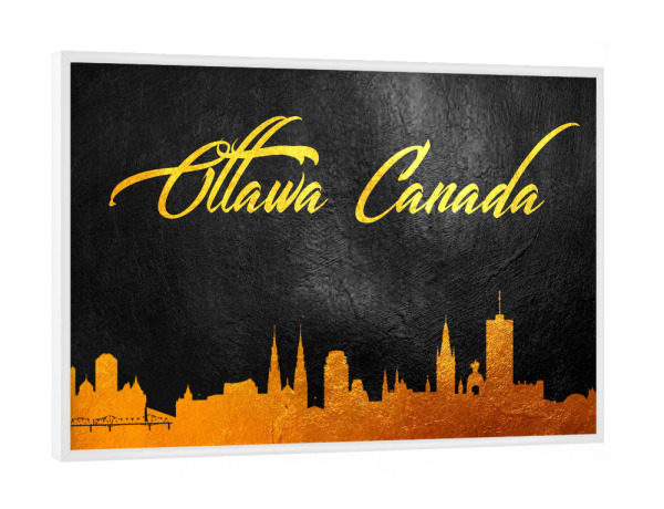 Poster mit weißem Rahmen "Ottawa Canada Gold Skyline" artboxONE - Städte - Ottawa,Canada,Gold,Skyline,City,Stadt