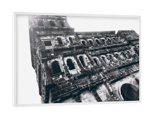 Poster mit weißem Rahmen "Das Porta Nigra in Trier" artboxONE - Reise,Schwarzweiß,Architektur,Reise / Länder,Städte / Weitere