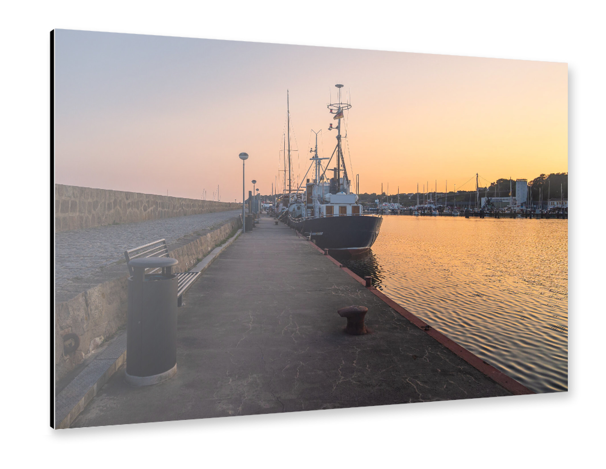 Alu-Dibond "Abends im Hafen" 30x20 cm artboxONE