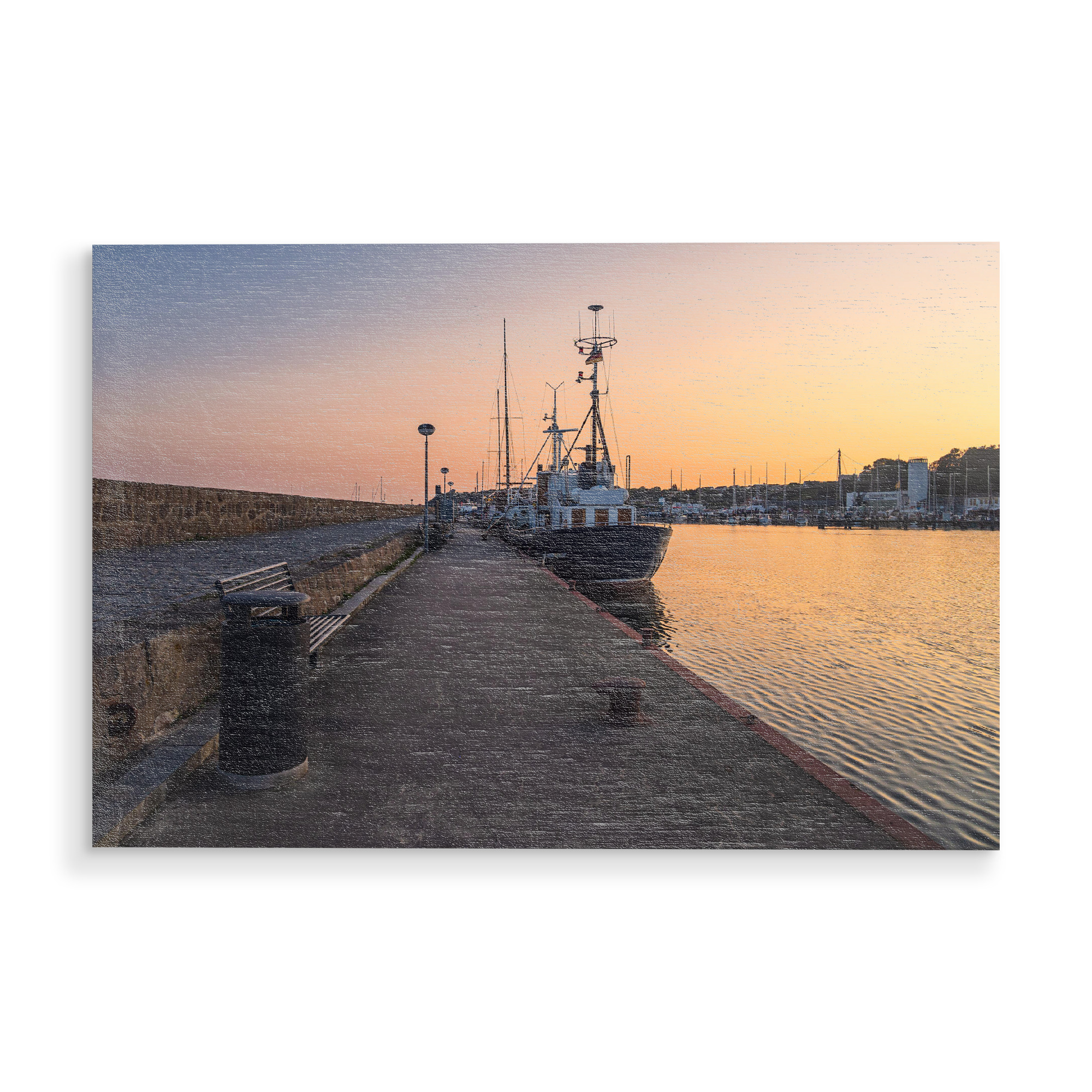 Holzbild "Abends im Hafen" artboxONE - Natur,Reise,Reise / Strand und Meer