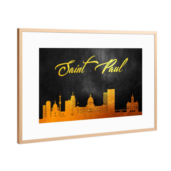 Poster mit Rahmen Kupfer "Saint Paul Minnesota Gold" artboxONE - Städte - Saint paul,Minnesota,Gold,Skyline,City,Stadt