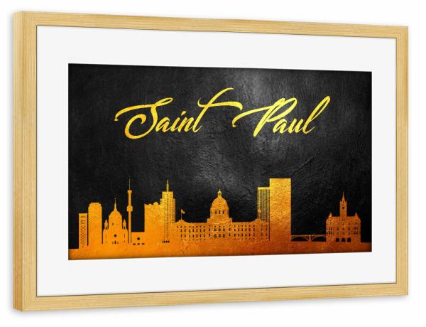 Poster mit Rahmen kiefer "Saint Paul Minnesota Gold" artboxONE - Städte - Saint paul,Minnesota,Gold,Skyline,City,Stadt