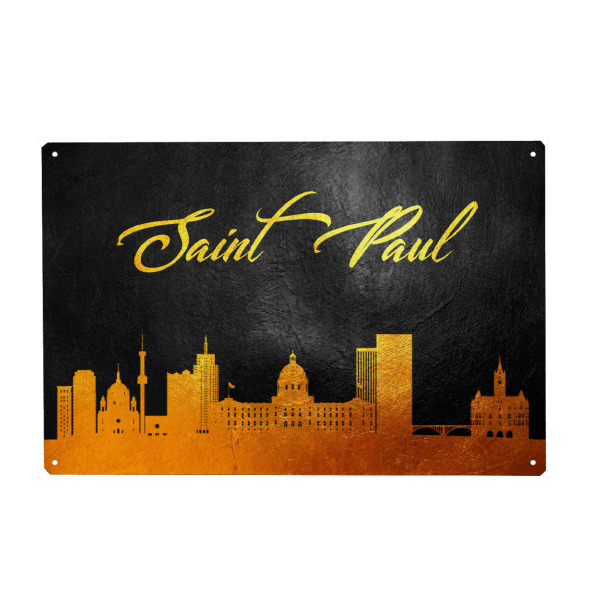 Holzbild "Saint Paul Minnesota Gold" artboxONE - Städte - Saint paul,Minnesota,Gold,Skyline,City,Stadt