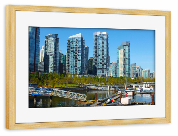 Poster mit Rahmen kiefer "Vancouvers Waterfront" artboxONE - Städte,Reise,Architektur,Reise / Länder,Städte / Weitere