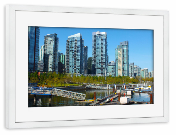Poster mit Rahmen weiß "Vancouvers Waterfront" artboxONE - Städte,Reise,Architektur,Reise / Länder,Städte / Weitere