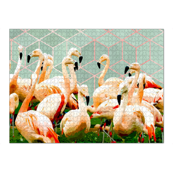 Puzzle Ravensburger "Flamingle Abstract Digital" artboxONE - Tiere,Geometrie