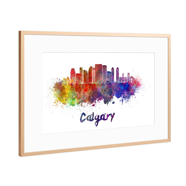 Poster mit Rahmen Kupfer "CALGARY skyline in watercolor-c" artboxONE - Städte,Reise,Abstrakt,Architektur