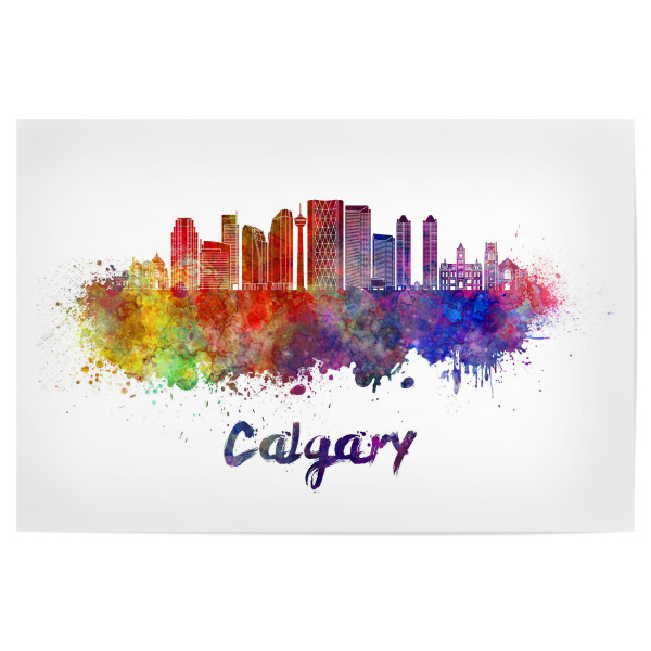 Poster "CALGARY skyline in watercolor-c" artboxONE - Städte,Reise,Abstrakt,Architektur