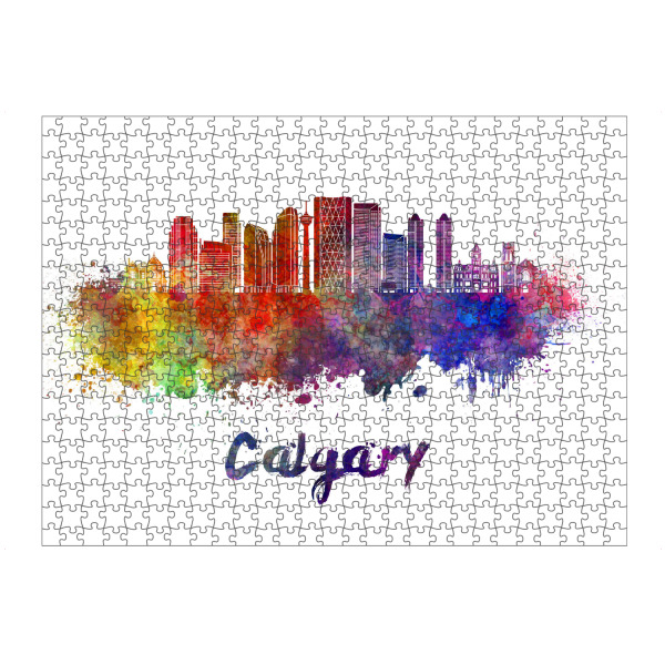 Puzzle Ravensburger "CALGARY skyline in watercolor-c" artboxONE - Städte,Reise,Abstrakt,Architektur