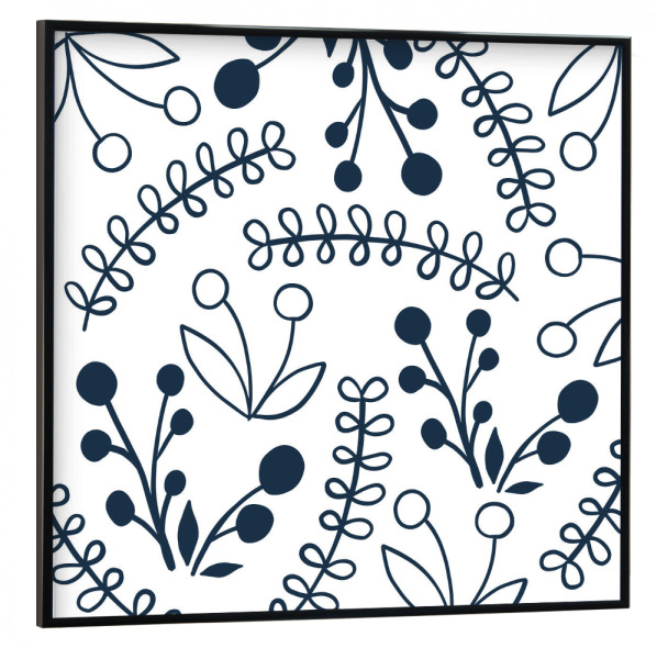 Poster mit schwarzem Rahmen 30x30 cm "Wildblumen Muster - Weiß" artboxONE - Natur,Floral,Abstrakt