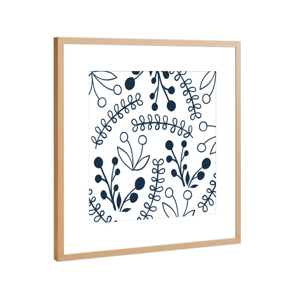 Poster mit Rahmen Kupfer "Wildblumen Muster - Weiß" artboxONE - Natur,Floral,Abstrakt