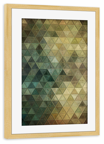 Poster mit Rahmen kiefer "Mosaic green yeelow brown" artboxONE - Abstrakt,Geometrie