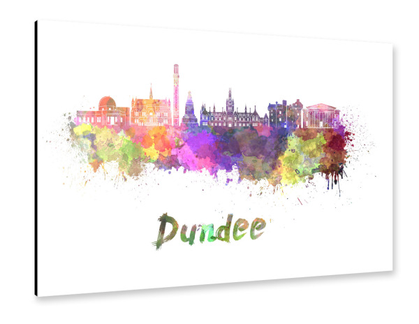 Alu-Dibond "DUNDEE skyline in watercolor-b" 30x20 cm artboxONE