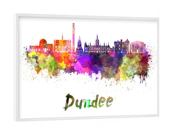 Poster mit weißem Rahmen "DUNDEE skyline in watercolor-b" artboxONE - Städte,Abstrakt,Architektur