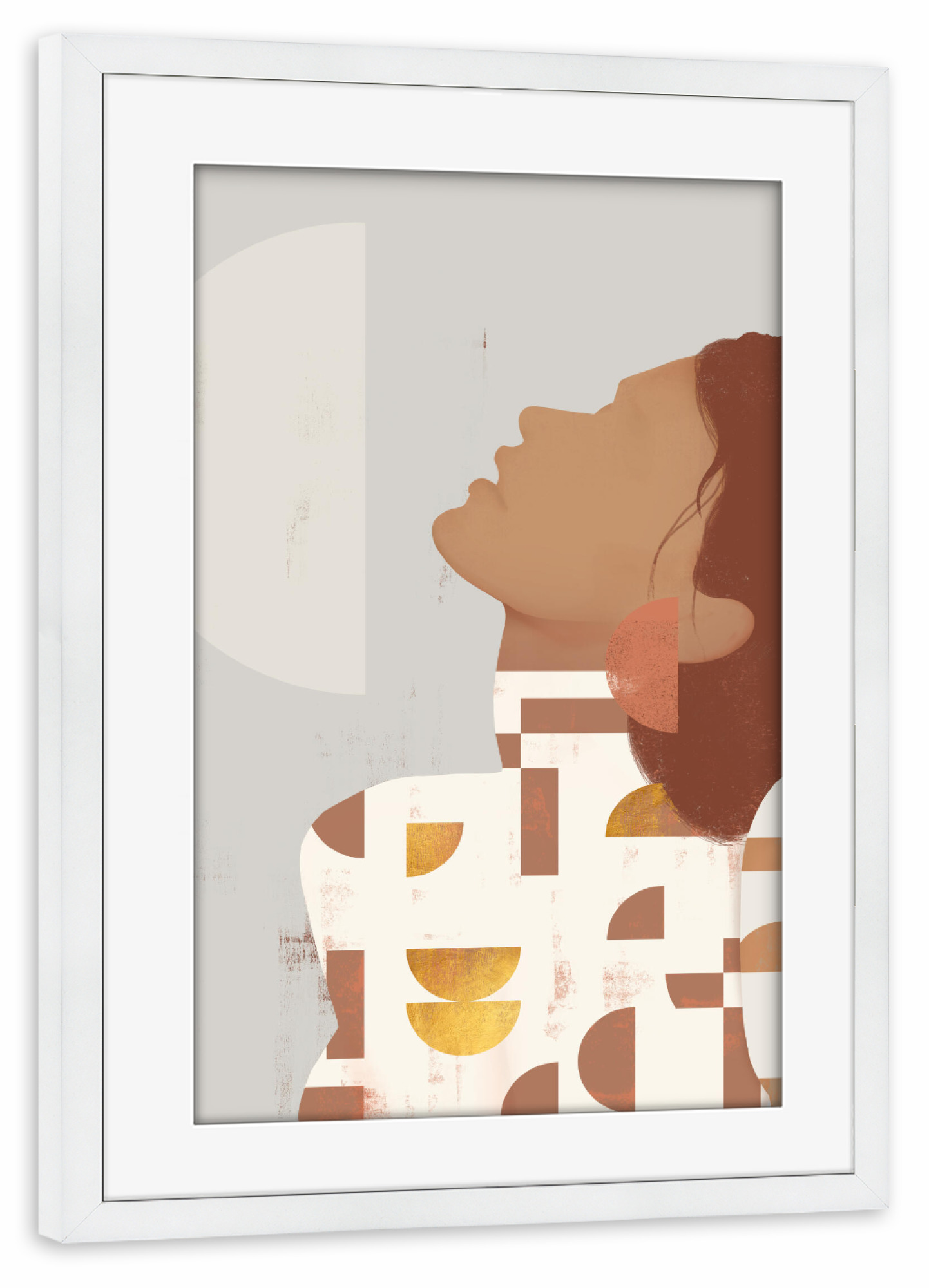 Poster mit Rahmen weiß "Woman Geo Left" artboxONE - Abstrakt,Geometrie