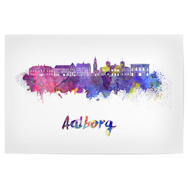 Poster 30x20 cm "AALBORG skyline in watercolor-b" artboxONE - Städte,Reise - Skyline,Monuments,Travel,Tourism,Panoramic,City,Bunt,Colorful,Stadt
