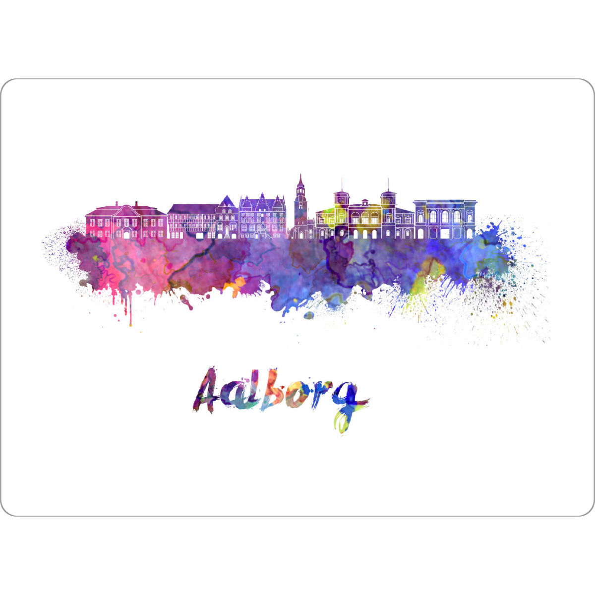 Tischset "AALBORG skyline in watercolor-b" artboxONE - Städte,Reise - Skyline,Monuments,Travel,Tourism,Panoramic,City,Bunt,Colorful,Stadt