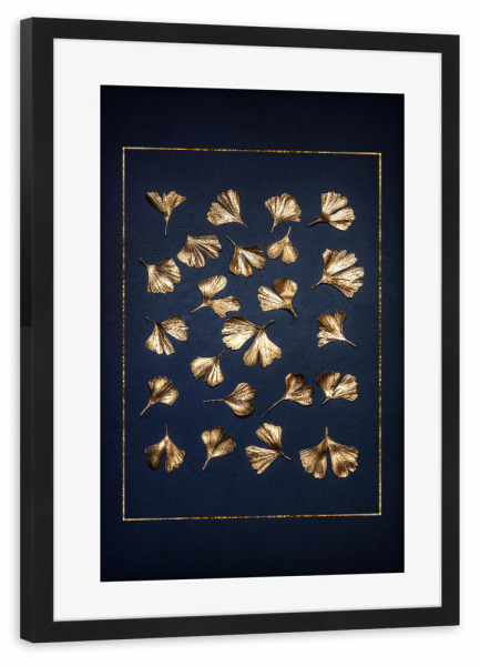 Poster mit Rahmen schwarz "Gingko Blätter" artboxONE - Floral,Abstrakt