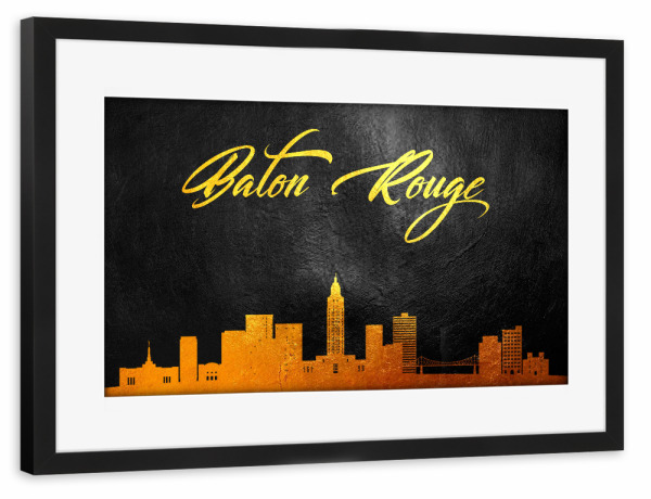 Poster mit Rahmen schwarz "Baton Rouge Louisiana Gold" artboxONE - Städte - Baton rouge,Louisiana,Gold,Skyline,City,Stadt