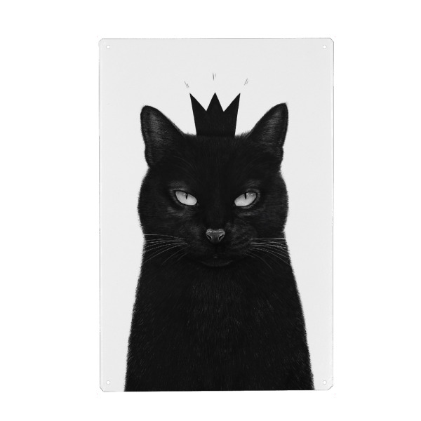 Holzbild "King cat" artboxONE - Natur,Tiere,Weihnachten,Für Papa,Lustig - Cat,King,Royal,Father's day,Black and white,Katze,Schwarzweiß,Blackandwhite